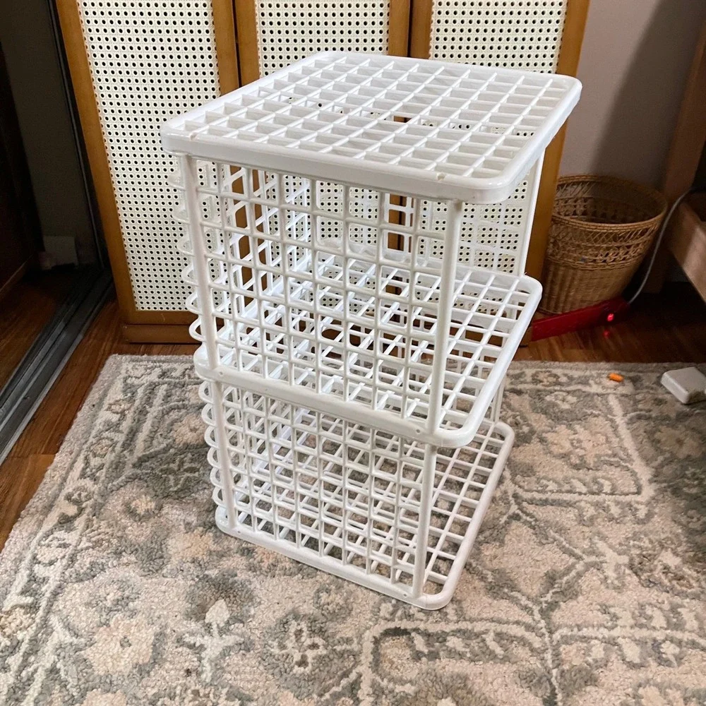 VTG 90s white Yaffa Blocks Plastic Storage Bins Crate 2 Shelf Basic Line